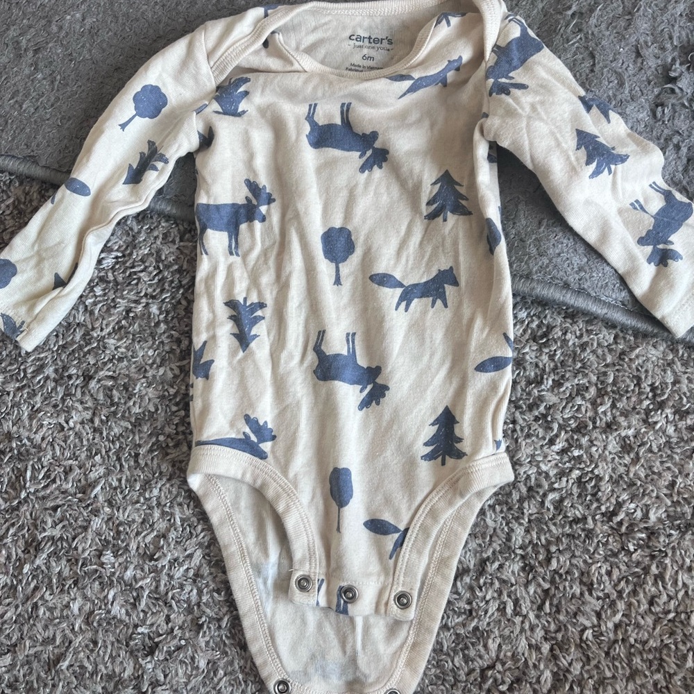 Carter's Cream and Blue Bodysuit One Piece